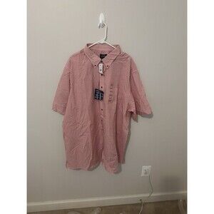 Harbor Bay Men's 3XLT Gingham Red Button Up Shirt Short Sleeve